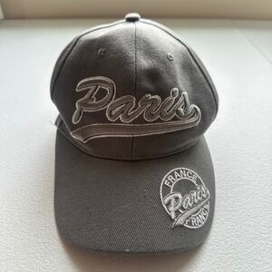 TOUR Paris France Embroidered Baseball‎ Cap Gray Adjustable Strap Polyester